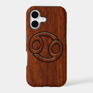 Cancer Zodiac Symbol on Mahogany Style