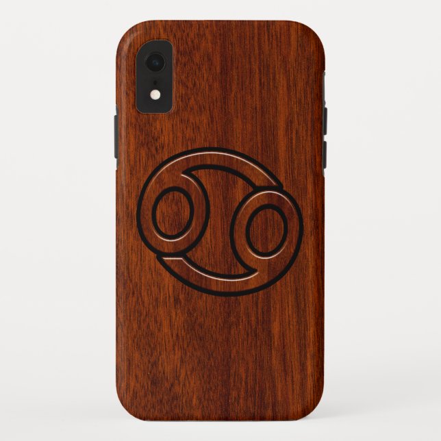 Cancer Zodiac Symbol on Mahogany Style Case-Mate iPhone Case (Back)