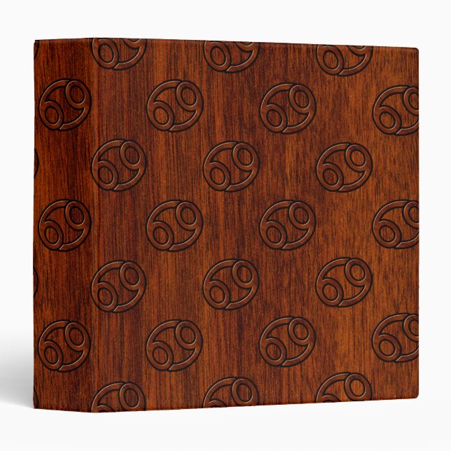 Cancer Zodiac Symbol on Mahogany Wood Style Binder (Front/Spine)