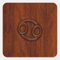 Cancer Zodiac Symbol on Mahogany Wood Style