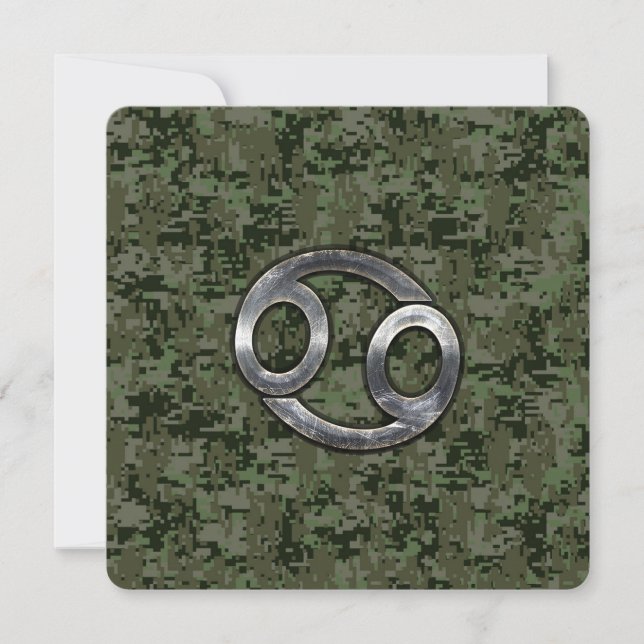 Cancer Zodiac Symbol on Woodland Digital Camo (Front)