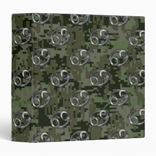 Cancer Zodiac Symbol on Woodland Digital Camo Binder