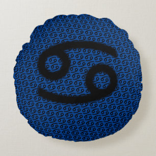 Cancer Zodiac Symbol Standard by Kenneth Yoncich Round Pillow