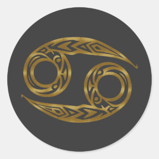 Cancer Zodiac - Tribal Gold Classic Round Sticker