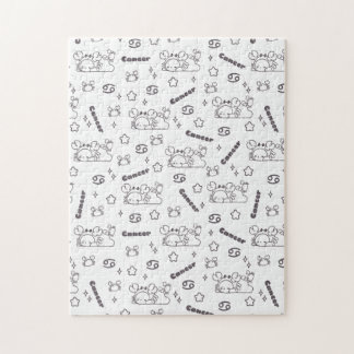 Cancer Zodiac Whispers - Monochrome Magic Pattern Jigsaw Puzzle