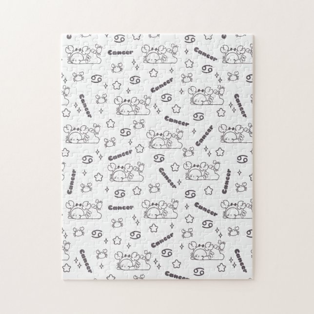 Cancer Zodiac Whispers - Monochrome Magic Pattern Jigsaw Puzzle (Vertical)