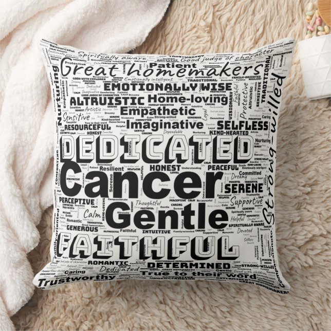 Cancer Zodiac Word Cloud Inspiration  Throw Pillow (Blanket)