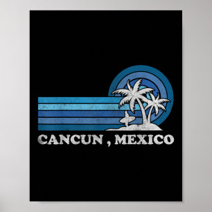 Cancun Beach Mexico Family Summer Vacation Vintage Poster