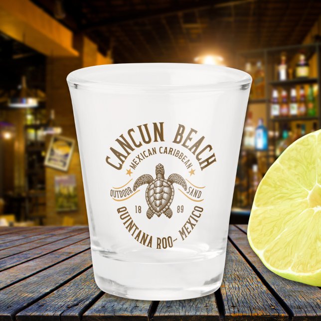 Cancun Beach Mexico | Paradise Mexican Caribbean Shot Glass (Creator Uploaded)