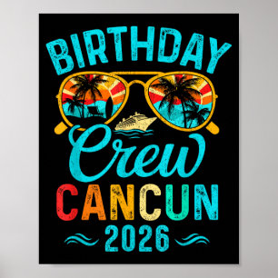 Cancun birthday crew vacation 2026 family matching poster