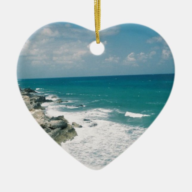 Cancun Coast Ceramic Ornament (Front)