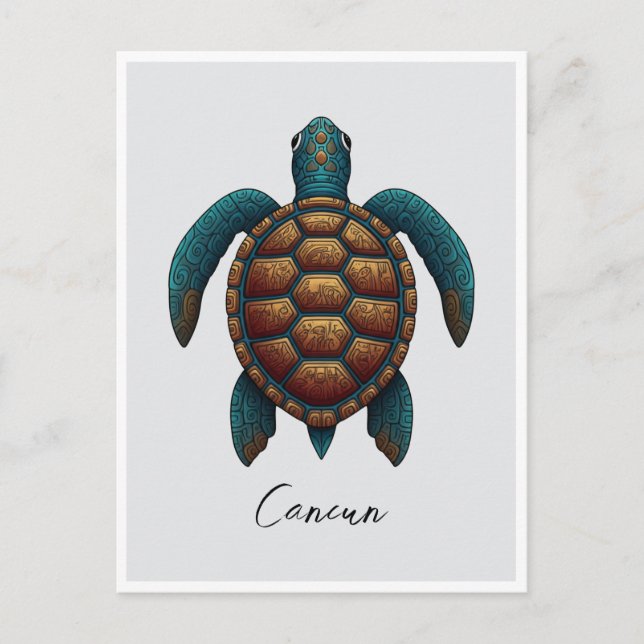 Cancun Mayan design sea turtle Postcard (Front)