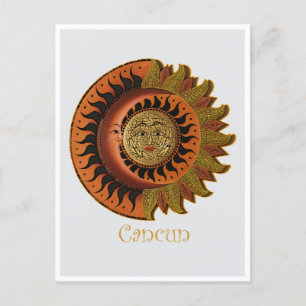 Cancun Mayan Sun and Moon symbol Postcard