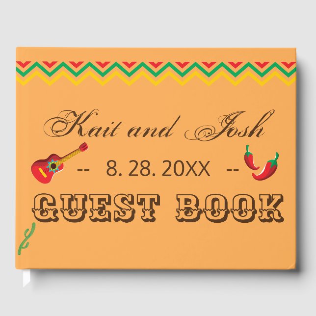 Cancun Mexican Fiesta Wedding Guest Book (Front)