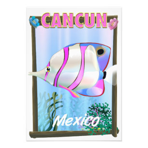 Cancun Mexican tropical travel poster