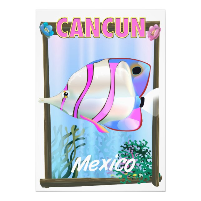 Cancun Mexican tropical travel poster (Front)