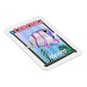 Cancun Mexican tropical travel poster Magnet