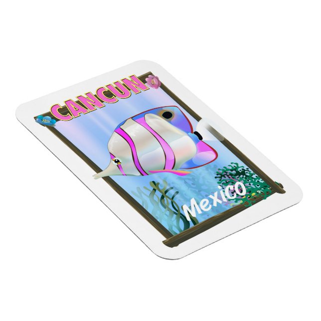 Cancun Mexican tropical travel poster Magnet (Right Side)