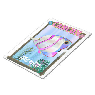 Cancun Mexican tropical travel poster Notepad