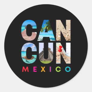 Cancun Mexico 2025 Vacation Beach Matching Family Classic Round Sticker