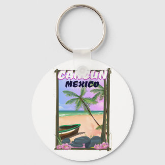 Cancun Mexico beach poster. Keychain