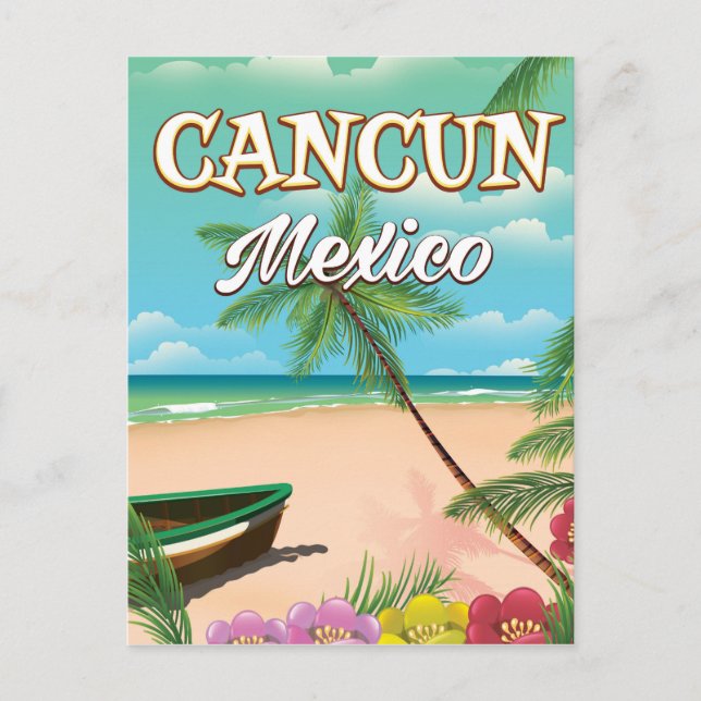 Cancun Mexico beach poster Postcard (Front)