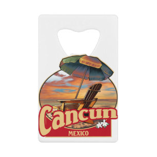 Cancun Mexico Beach Scene Design Credit Card Bottle Opener