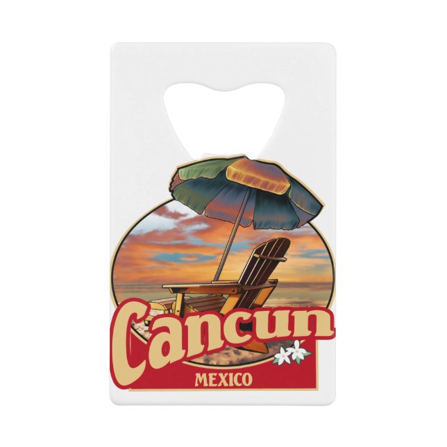 Cancun Mexico Beach Scene Design Credit Card Bottle Opener (Front)