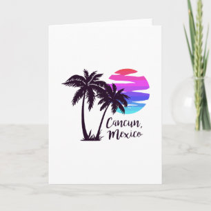 Cancun Mexico Beach Summer Vacation Palm Trees Sun Card