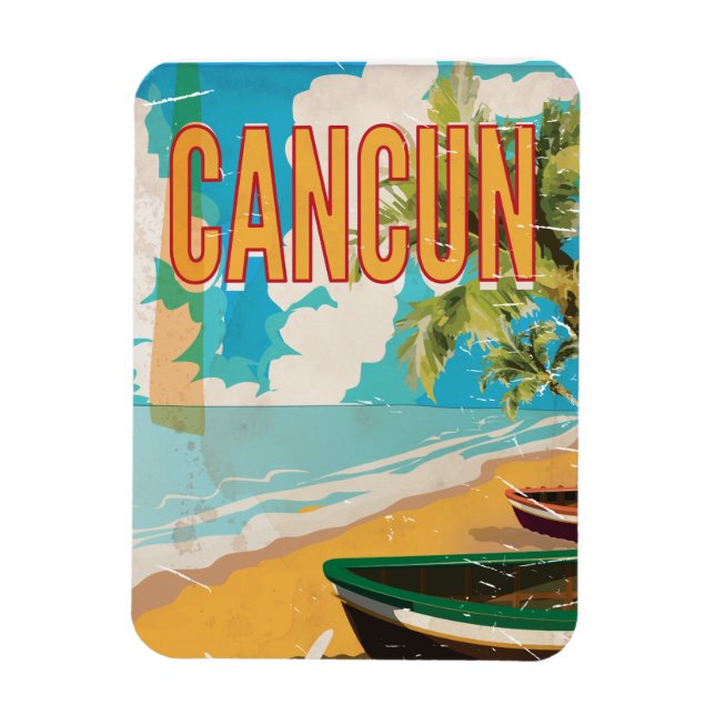 Cancun Mexico Beach Vintage travel poster print Magnet (Vertical)