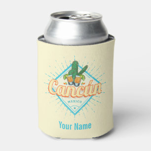 Cancun Mexico Dancing Cactus Vintage Tequila Can Cooler