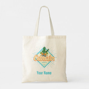Cancun Mexico Dancing Cactus Vintage Tequila Tote Bag