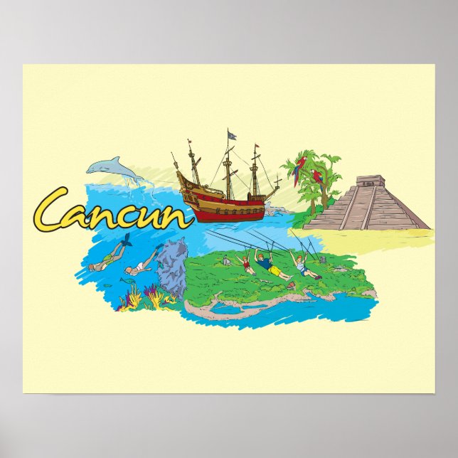 Cancun, Mexico Famous City Poster (Front)
