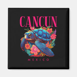 Cancun Mexico Floral Beach Turtle Souvenir  Magnet