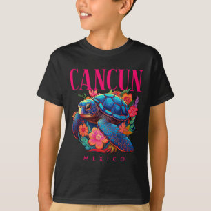 Cancun Mexico Floral Beach Turtle Souvenir  T-Shirt