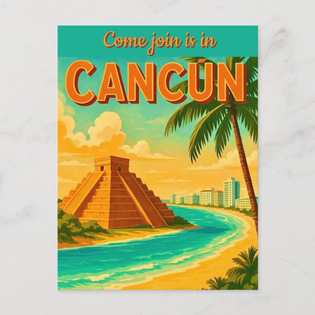 Cancún Mexico Invitation Postcard (Front)