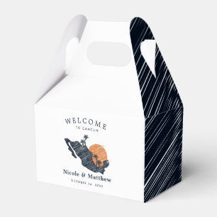 Cancun Mexico Map Navy Minimalist Wedding Welcome Favor Box