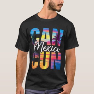 Cancun Mexico Palm Tree Sunset Beach Summer Vacati T-Shirt