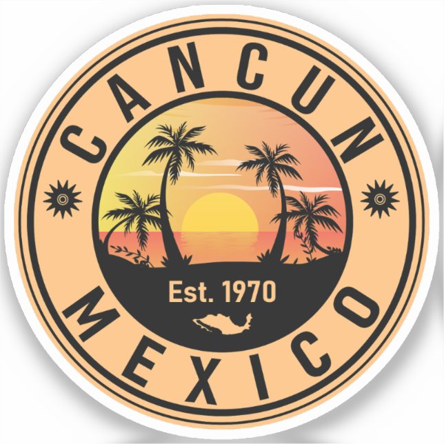 Cancun Mexico Palm Tree Vintage Travel Souvenir (Front)