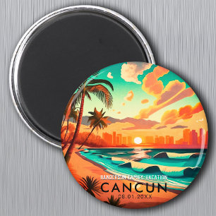 Cancún Mexico Palm Tree Vintage Travel Souvenir Magnet