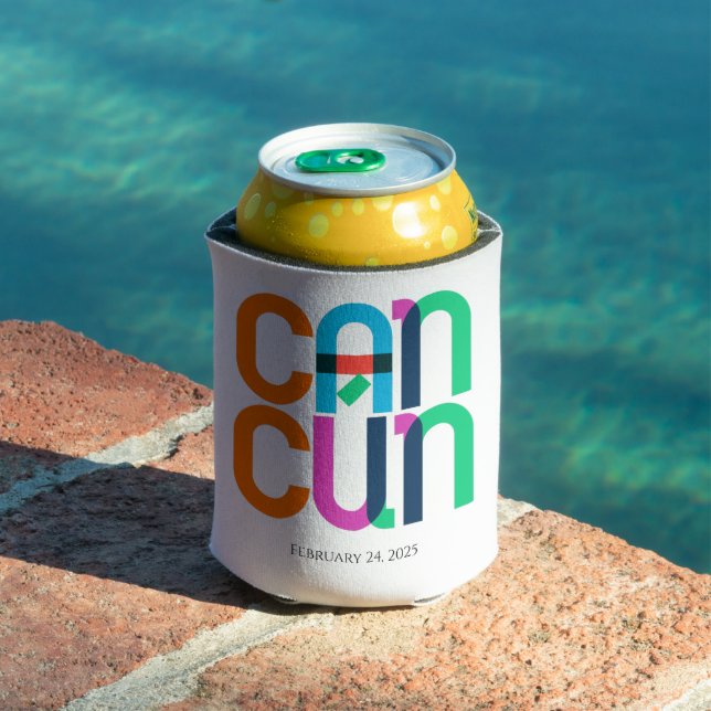 Cancun Mexico Pop Art Personalized Can Cooler (In Situ Pool)