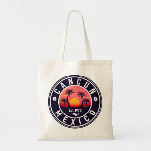Cancun Mexico Retro Sunset Vintage Travel Souvenir Tote Bag