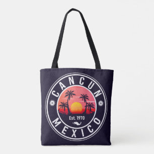 Cancun Mexico Retro Sunset Vintage Travel Souvenir Tote Bag