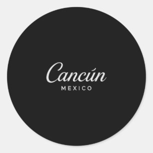 Cancun Mexico Retro Vacation Sunset Pyramid Trip R Classic Round Sticker