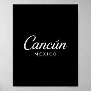Cancun Mexico Retro Vacation Sunset Pyramid Trip R Poster