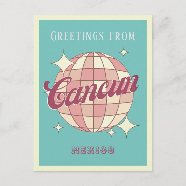 Cancun Mexico Retro Vintage Party Postcard (Front)
