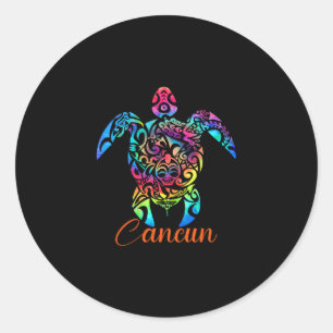 Cancun Mexico Sea Turtle Beach Vacay Trip Tie Dye  Classic Round Sticker