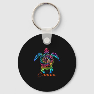 Cancun Mexico Sea Turtle Beach Vacay Trip Tie Dye Keychain