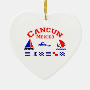 Cancun Mexico Signal Flags Ceramic Ornament