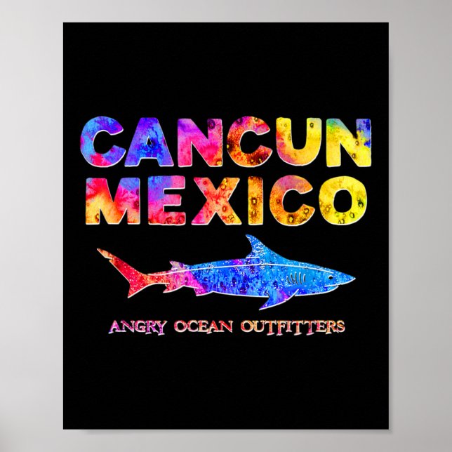 Cancun Mexico T Shirt Shark Fishing Tee  Poster (Front)